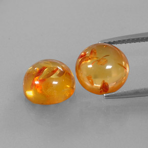 カラットの天然イエローオレンジ琥珀（アンバー）（9.65 mm・透明）