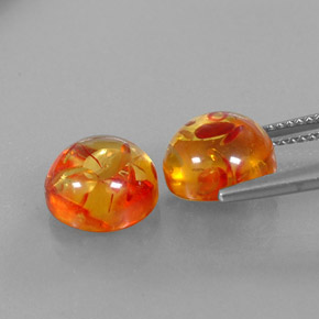 カラットの天然イエローオレンジ琥珀（アンバー）（9.46 mm・透明）