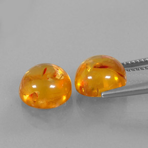 カラットの天然イエローオレンジ琥珀（アンバー）（9.64 mm・透明）