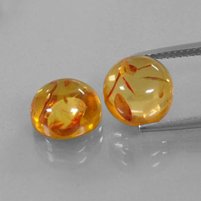 カラットの天然イエローオレンジ琥珀（アンバー）（9.48 mm・透明）