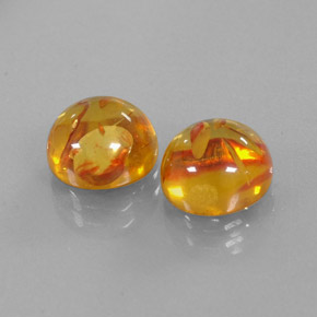 カラットの天然イエローオレンジ琥珀（アンバー）（9.48 mm・透明）