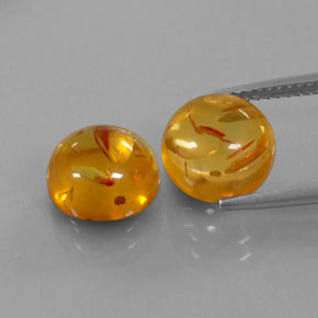 カラットの天然イエローオレンジ琥珀（アンバー）（9.54 mm・透明）
