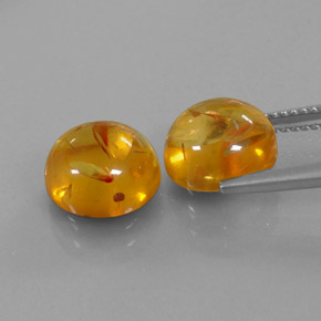 カラットの天然イエローオレンジ琥珀（アンバー）（9.54 mm・透明）