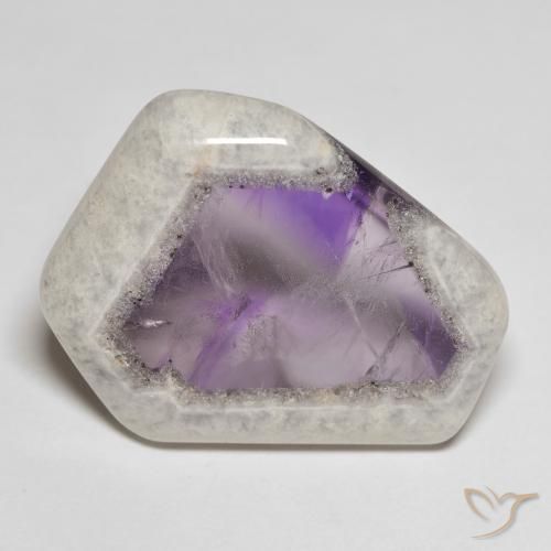 28.89カラットの天然マルチカラーアメジストジオードスライス、ファンシーシェイプ、透明