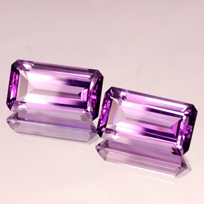 カラットの天然バイオレットアメジスト（18.1×10.1 mm・エメラルドカット）