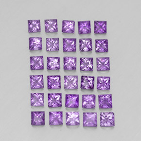 カラットの天然バイオレットアメジスト（3×3 mm・四角）