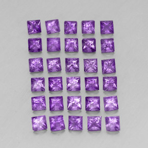 カラットの天然バイオレットアメジスト（3.1×3.1 mm・四角）