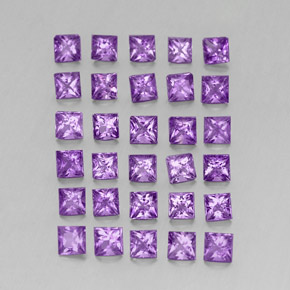 カラットの天然バイオレットアメジスト（2.9×2.9 mm・四角）