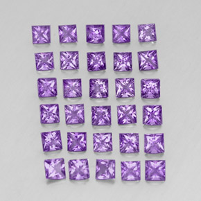 カラットの天然バイオレットアメジスト（3×3 mm・四角）