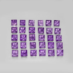 カラットの天然バイオレットアメジスト（3×3 mm・四角）