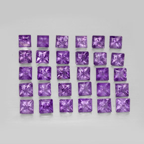 カラットの天然バイオレットアメジスト（3×3 mm・四角）