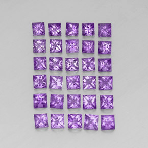 カラットの天然バイオレットアメジスト（3×3 mm・四角）