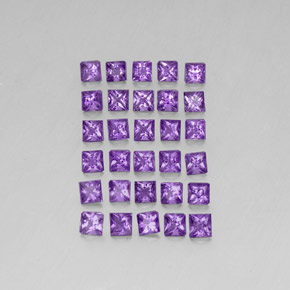 カラットの天然バイオレットアメジスト（3×3 mm・四角）