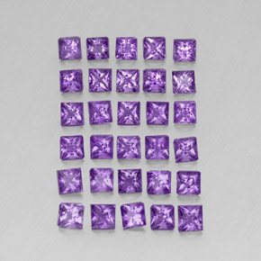 カラットの天然バイオレットアメジスト（3×3 mm・四角）