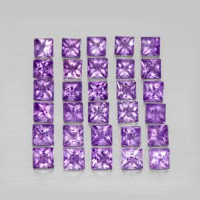 カラットの天然バイオレットアメジスト（3.1×3.1 mm・四角）