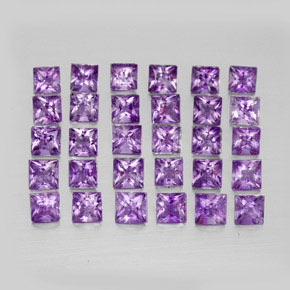 カラットの天然バイオレットアメジスト（3×3 mm・四角）