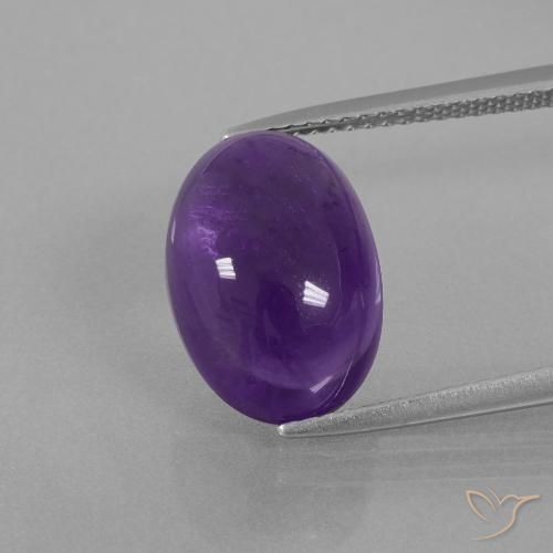 6.84ct 天然 ミディアムバイオレット アメジスト, 楕円形, 透明