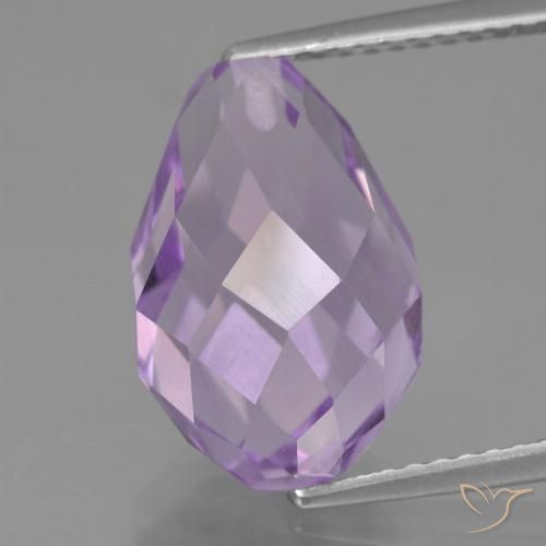 7.63ct 天然 薄いピンクがかった紫 アメジスト, ブリオレット, VS