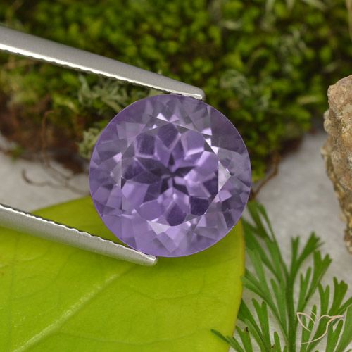 4.80ct 天然 ミディアムバイオレット アメジスト, ラウンド, VVS