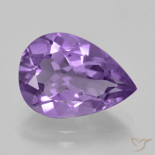 4.44ct 天然 ミディアムバイオレット アメジスト, 洋梨の形, VVS