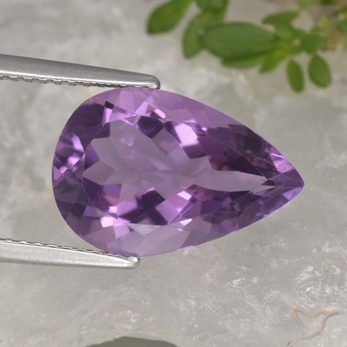 4.56ct 天然 ミディアムバイオレット アメジスト, 洋梨の形, VVS