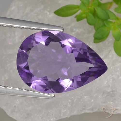 4.27ct 天然 ミディアムバイオレット アメジスト, 洋梨の形, VVS-VS