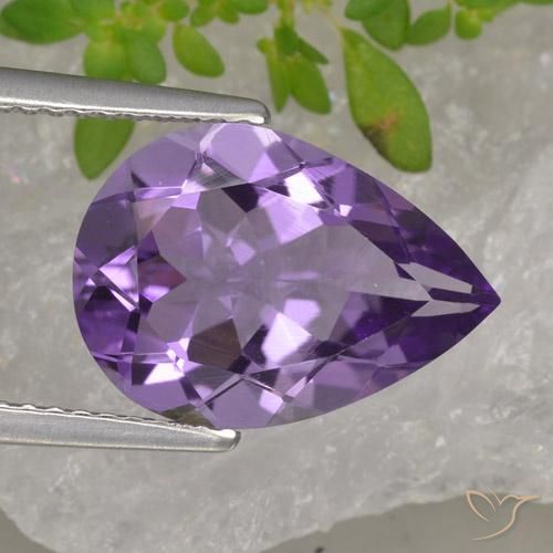 3.89ct 天然 ディープバイオレット アメジスト, 洋梨の形, VS