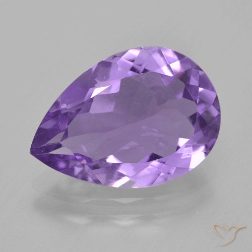 3.92ct 天然 ミディアムバイオレット アメジスト, 洋梨の形, VVS-VS