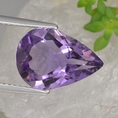 3.89ct 天然 ミディアムバイオレット アメジスト, 洋梨の形, VVS