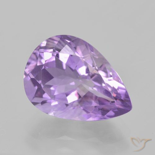 5.01ct 天然 ミディアムバイオレット アメジスト, 洋梨の形, VVS