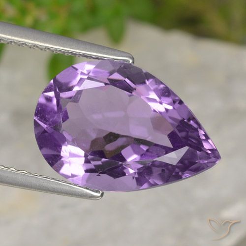4.23ct 天然 ミディアムバイオレット アメジスト, 洋梨の形, VVS