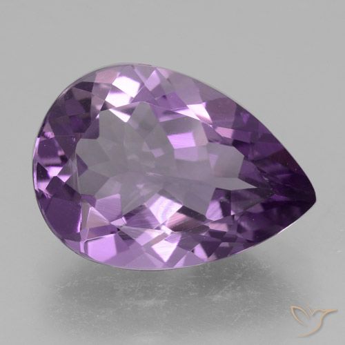 4.09ct 天然 ミディアムバイオレット アメジスト, 洋梨の形, VVS