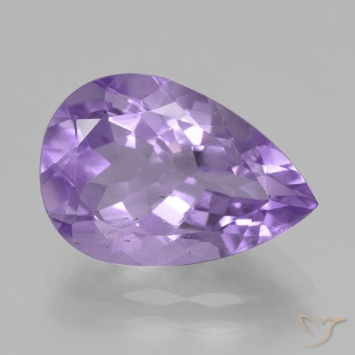 4.26ct 天然 ミディアム薄いバイオレット アメジスト, 洋梨の形, VVS