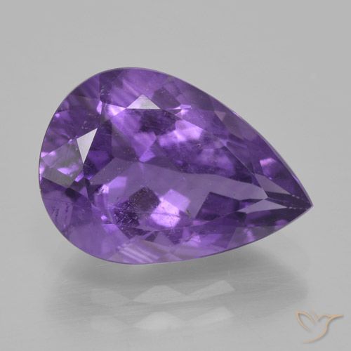 4.54ct 天然 ミディアムバイオレット アメジスト, 洋梨の形, VS