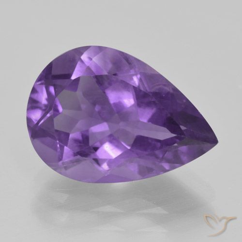 4.38ct 天然 ミディアムバイオレット アメジスト, 洋梨の形, VS
