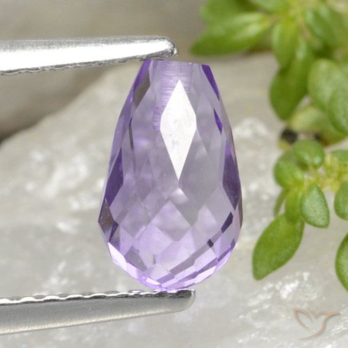 1.42ct 天然 ライトバイオレット アメジスト, ブリオレット, VVS-VS