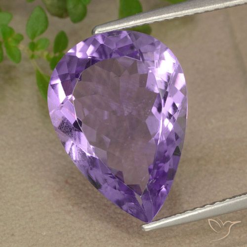 6.41ct 天然 ミディアムバイオレット アメジスト, 洋梨の形, VS