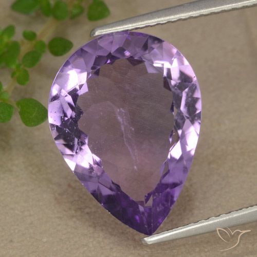 5.84ct 天然 ミディアム薄いパープルがかったバイオレット アメジスト, 洋梨の形, VS