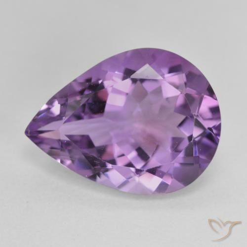 6.68ct 天然 Medium Light Purplish-Violet アメジスト, 洋梨の形, VVS-VS