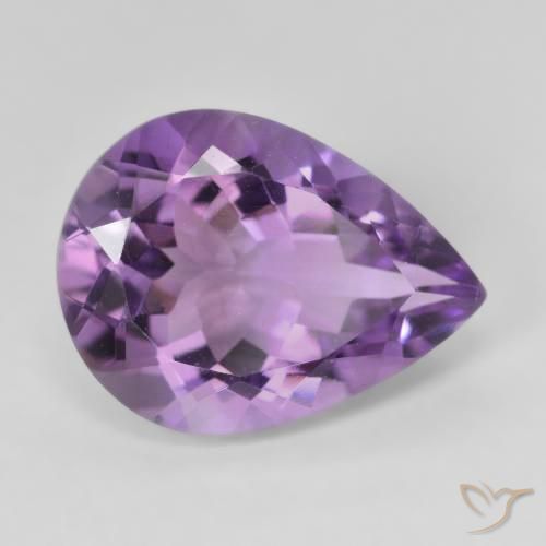 6.68カラットの天然Medium Light Purplish-Violetアメジスト、洋梨の形、VVS-VS