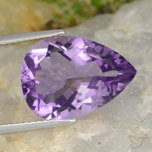 6.37ct 天然 ナスバイオレット アメジスト, 洋梨の形, VS