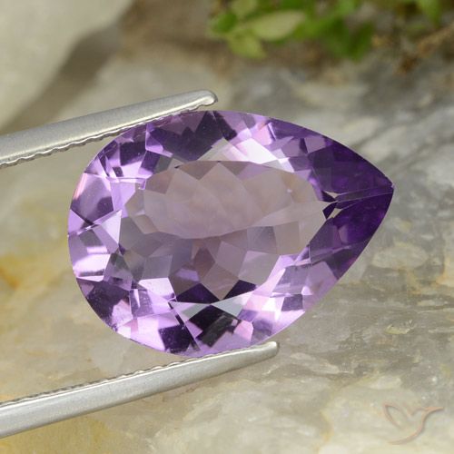 5.78ct 天然 ナスバイオレット アメジスト, 洋梨の形, VVS-VS