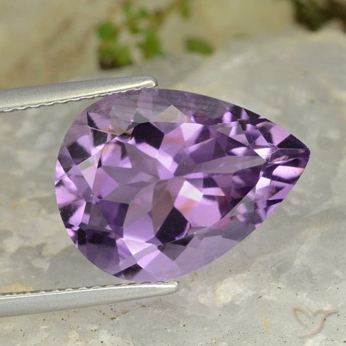 7.03ct 天然 ミディアムバイオレット アメジスト, 洋梨の形, VVS-VS