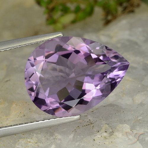 6.79ct 天然 ミディアムバイオレット アメジスト, 洋梨の形, VVS-VS
