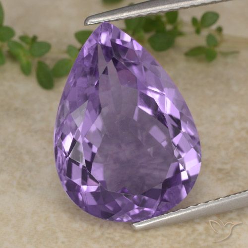 7.00ct 天然 ミディアムバイオレット アメジスト, 洋梨の形, VVS-VS