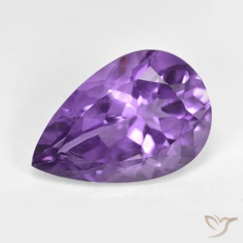 5.25ct 天然 ミディアムバイオレット アメジスト, 洋梨の形, VS