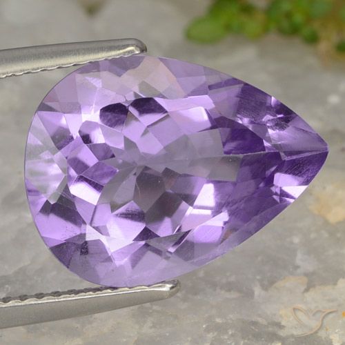 6.43ct 天然 ミディアムバイオレット アメジスト, 洋梨の形, VVS-VS