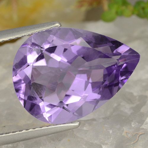 6.32ct 天然 ミディアム薄いパープルがかったバイオレット アメジスト, 洋梨の形, VVS-VS
