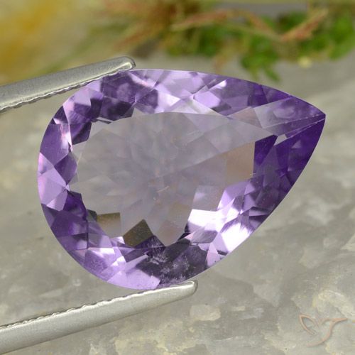 5.86ct 天然 パープルがかったバイオレット アメジスト, 洋梨の形, VVS-VS