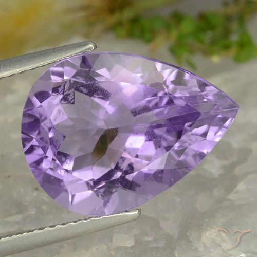 7.68ct 天然 ライトバイオレット アメジスト, 洋梨の形, VVS-VS